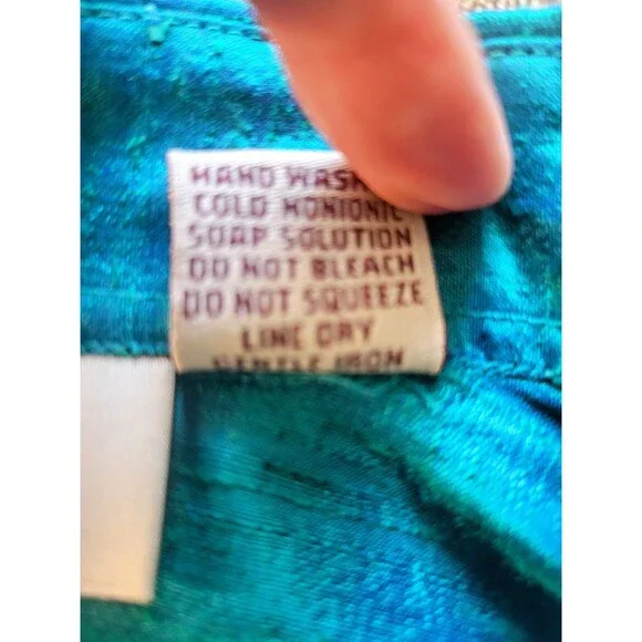 Anü by Natural Women's 100% Pure Nubbed Silk Shirt Jacket Small Teal Iridescent - Picture 3 of 4